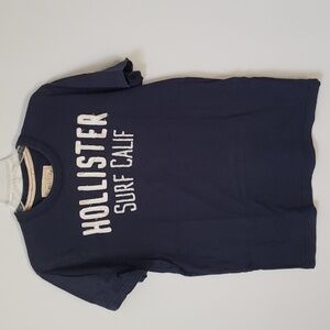 Hollister Dark Blue Surf Graphic T-Shirt Men’s L Spellout Distressed Y2K Vtg
